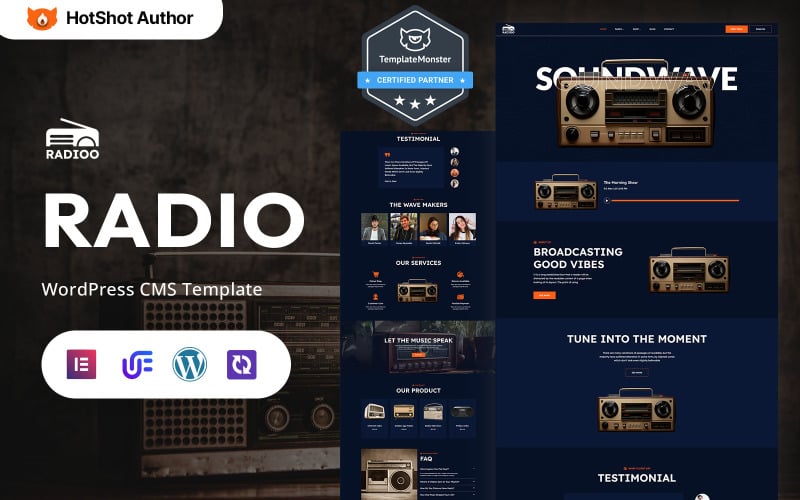 Radioo - Radio internetowe i nowoczesne radio Motyw WordPress Elementor