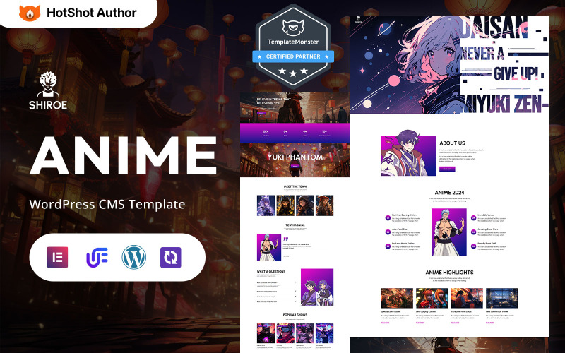 Shiroe - Thème WordPress Elementor pour magasin d'anime, de manga et de portfolio