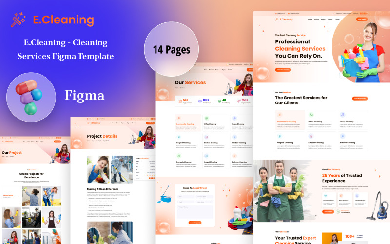 E.Cleaning - Serviços de Limpeza Figma Template