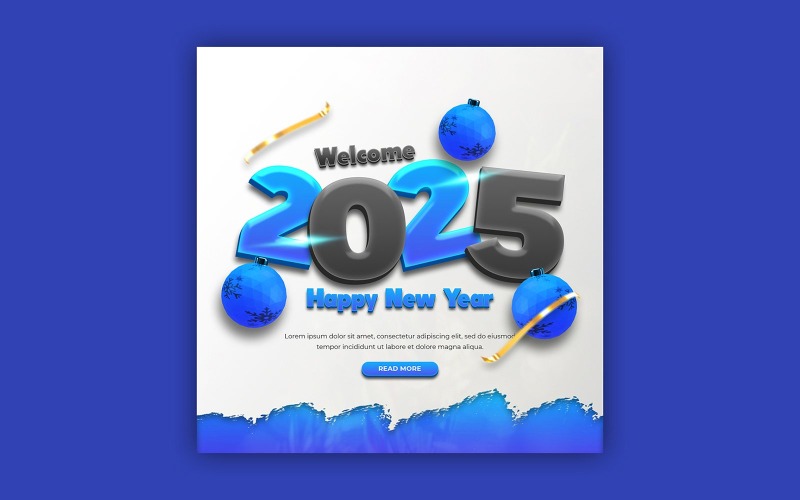 Happy New Year 2025 Social Media Post Template