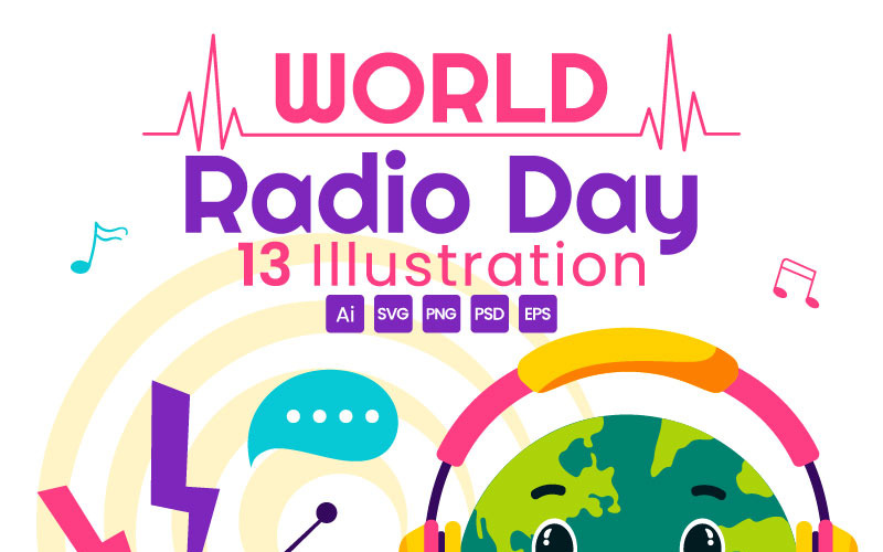 13 Wereld Radio Dag Vector Illustratie