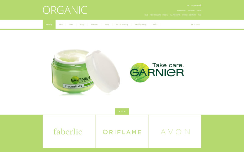 Plantilla ZenCart de cosméticos orgánicos