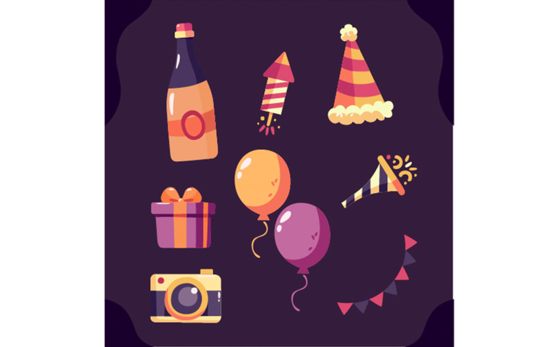 Ensemble d'éléments de fête du Nouvel An