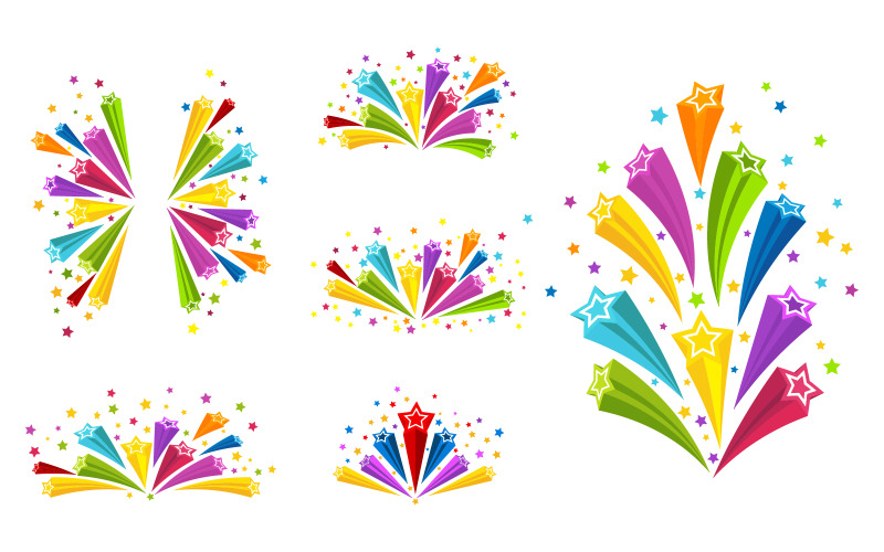 Ilustración de stock de Party Star, estrellas fugaces de colores