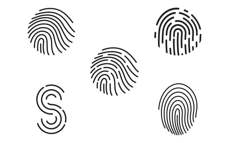 Concepto de acceso de seguridad. Ilustración de plantilla de logotipo de icono vectorial de línea de huella dactilar V.2