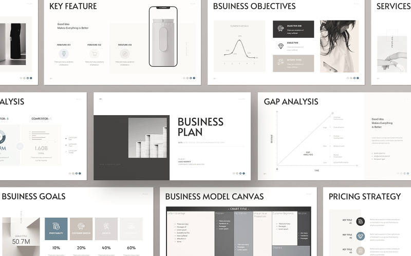 Modèle de présentation Google Slides pour un plan d'affaires minimal