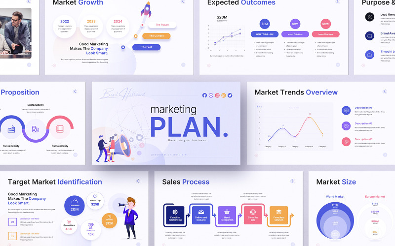 Modello di presentazione di Google Slides per il piano di marketing