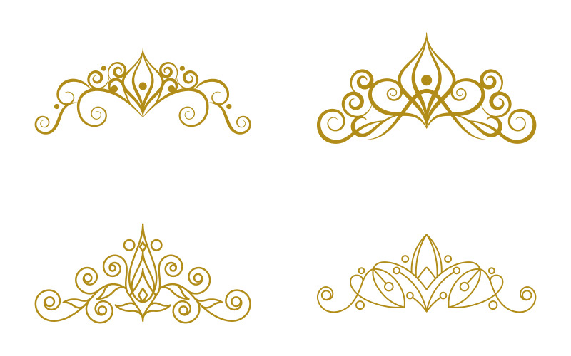 Modello di progettazione dell'illustrazione del logo dell'icona della tiara d'oro elegante vintage V.3