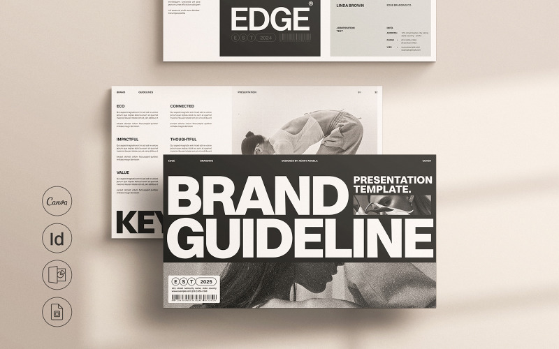 Modelo de apresentação de diretrizes de marca InDesign
