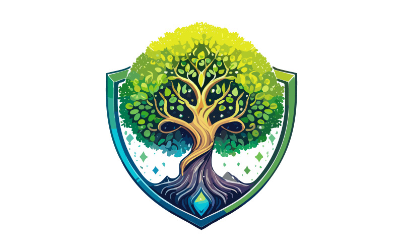 Moderno ed elegante, unico logo astratto dell'albero, illustrazione vettoriale