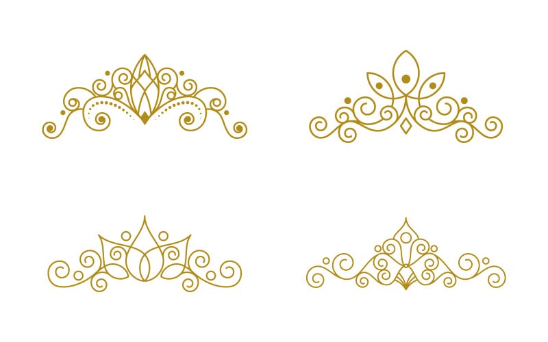 Vintage Elegant Gold Tiara icon logo Illustration design template V.1