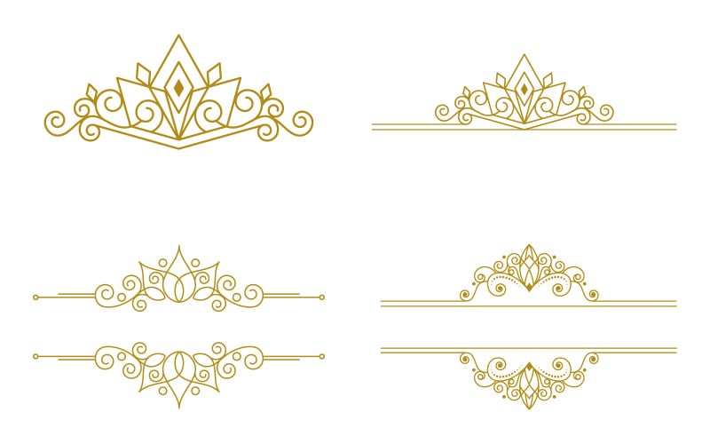 Vintage Elegant Gold Tiara icon logo Illustration design template V.2