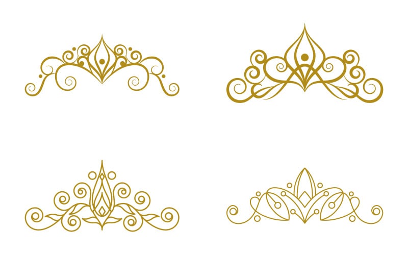Vintage Elegant Gold Tiara icon logo Illustration design template V.3