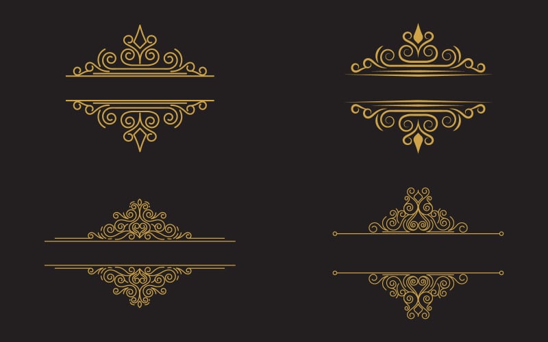 Elegáns luxus vintage arany virágos keret illusztráció tervezősablon v.1