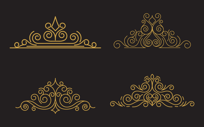 Elegant lyxig vintage guld blommig ram illustration designmall v.2
