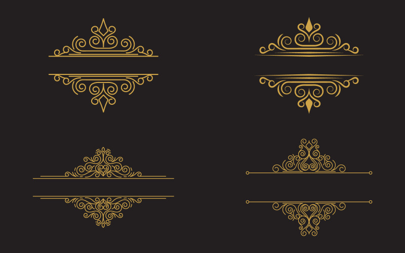 Elegante modello di progettazione di illustrazione di lusso vintage con cornice floreale in oro v.1