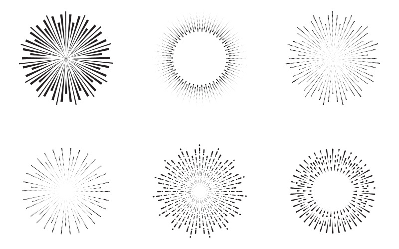 Rayon de soleil vintage. Ensemble d'icônes vectorielles de lignes de rayons de soleil V.10
