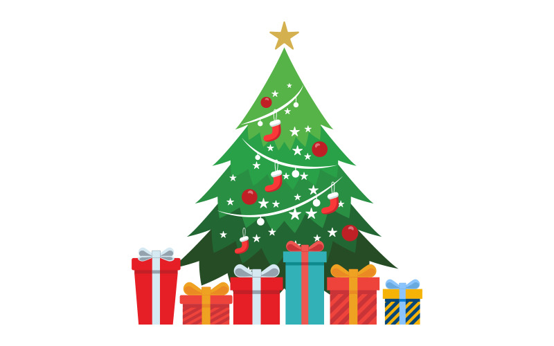 Satz von Weihnachtsdekoration Vintage Illustration Design-Vorlage V.2