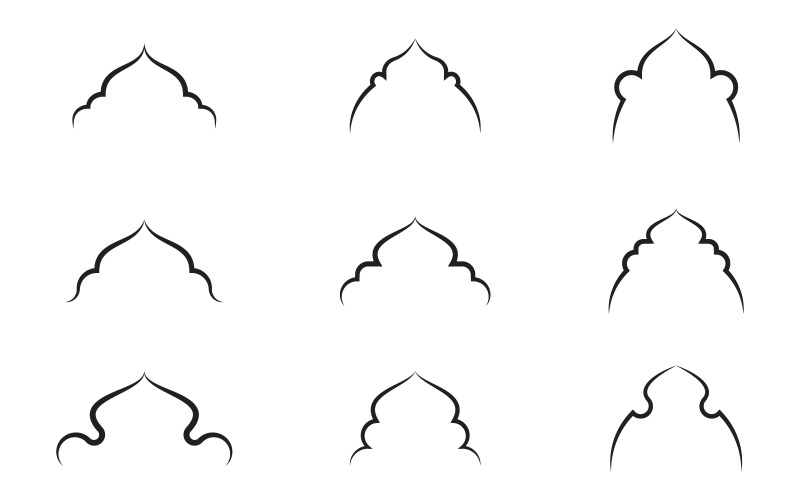 Silhouetten arabischer Formen für die Designvorlage für Fenster- oder Türbögen v.2