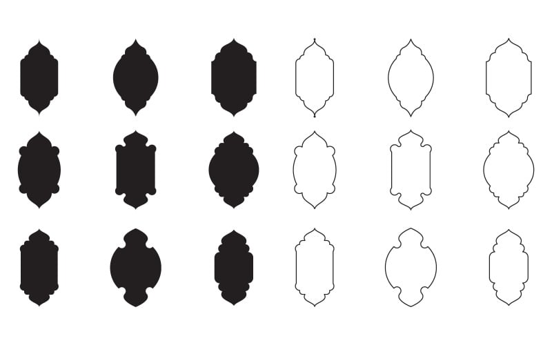 Siluetas de formas árabes para diseño de arcos de puertas o ventanas v.1
