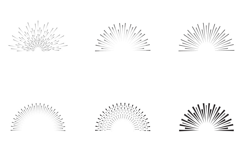 Sunburst vintage. Set di icone di linee di sunburst vettoriali illustrazione V.5