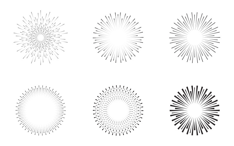 Vintage sunburst, set di icone di linee sunburst vettoriali illustrazione V2