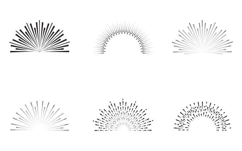 Vintage sunburst. Set di icone di linee sunburst vettoriali illustrazione V.9