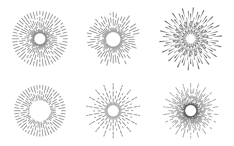 Vintage sunburst. Vector sunburst linje ikoner set illustration V.3