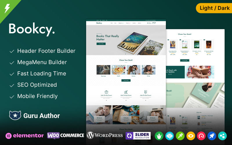 Bookcy - bokhandel och stationär tryckbutik och hantverk WooCommerce-tema