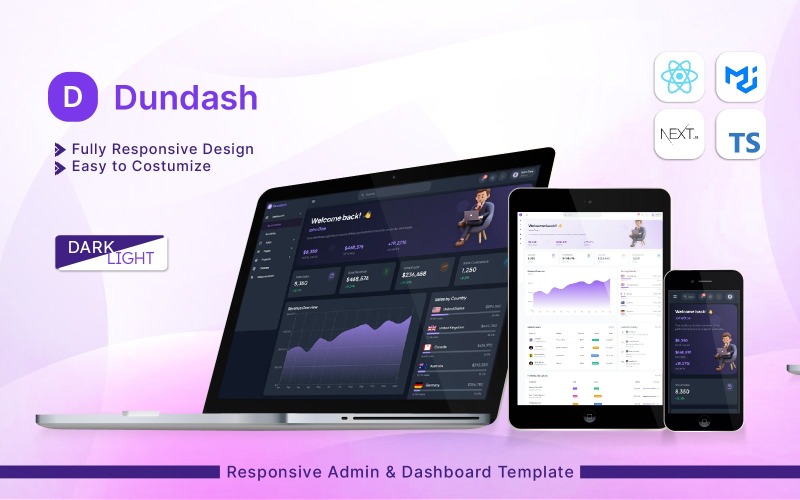 Dundash - Painel React moderno com Next.js e MUI