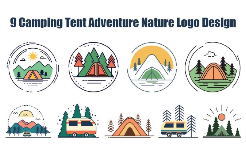 9 Kamp Çadırı Macera Doğa Logosu