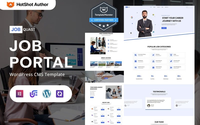 Job Quast - Portal de empregos profissional e tema WordPress Elementor de recrutamento