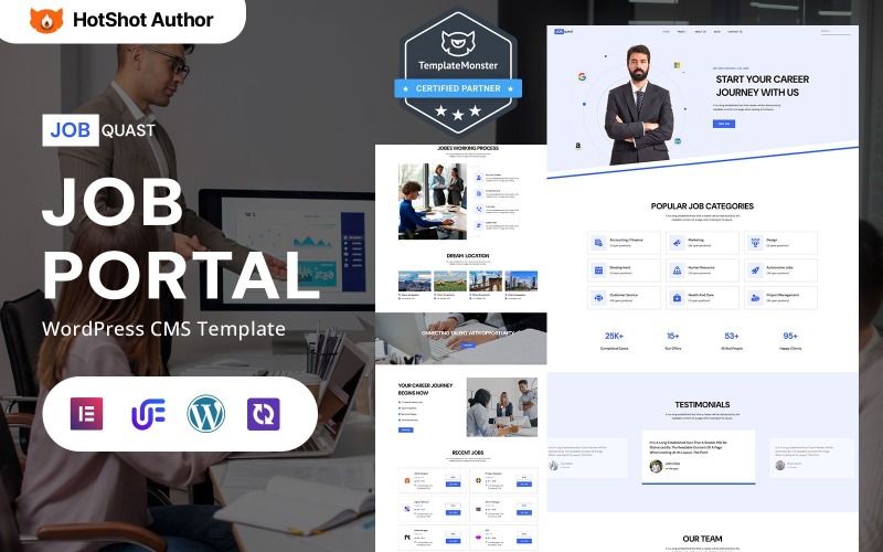 Job Quast - Profesyonel İş Portalı ve İşe Alma WordPress Elementor Teması