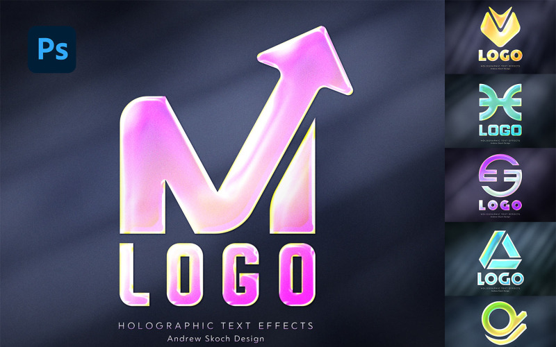 Maquettes Photoshop de logos holographiques