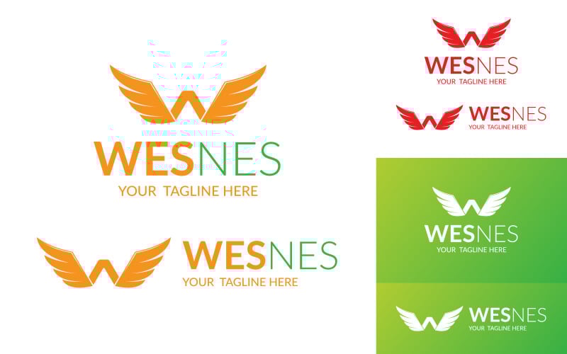 W Harfli Uçan Kanat Logosu Yaratıcı