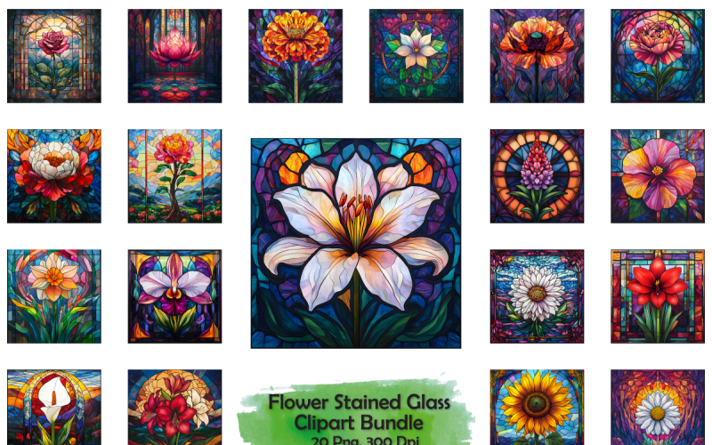 Bloemen Glas-in-lood Sublimatie Bundel