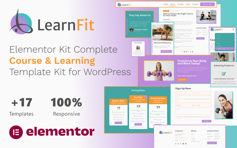 LearnFit - Elementor Kit Kapsamlı Kurs ve WordPress için Öğrenme Şablonu Kiti
