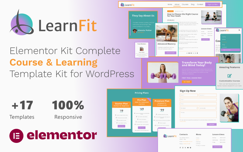 LearnFit – Elementor Kit Umfassendes Kurs- und Lernvorlagen-Kit für WordPress