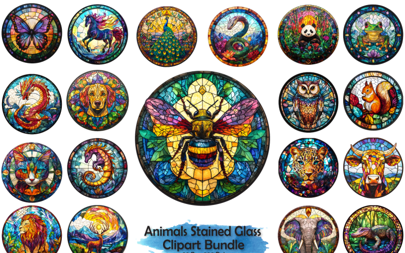 Lot de vitraux à sublimation d'animaux
