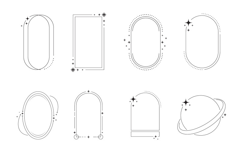Plantilla de diseño de ilustración de marco lineal minimalista de diseño plano v.2