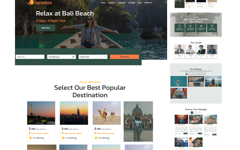 Tourventure - HTML šablona cestovní kanceláře
