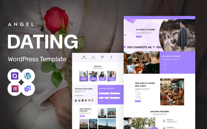 Angel - Piattaforma di incontri e servizi di relazione Tema WordPress Elementor