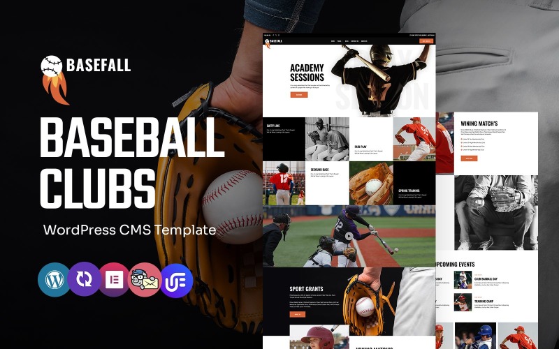 Basefall - Baseball Club WordPress Elementor-thema