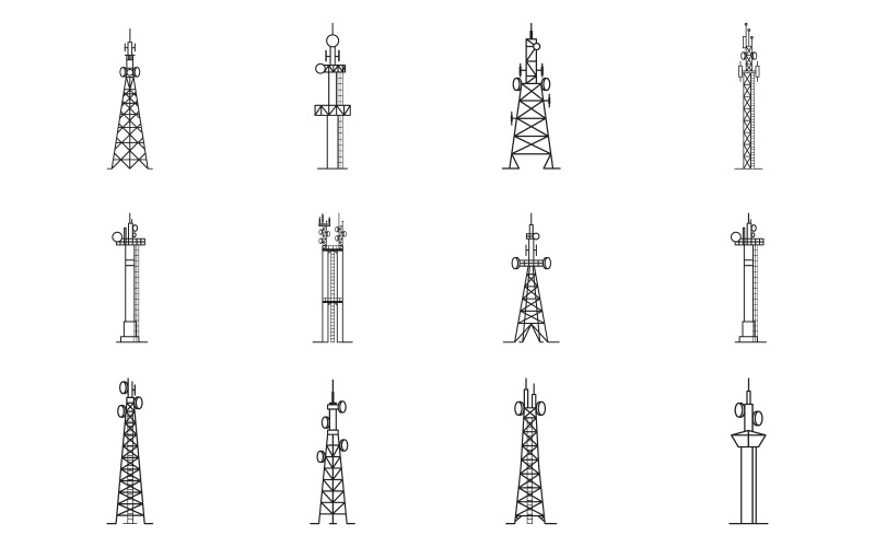 Modelo de design de ilustração vetorial de ícone de contorno de torre