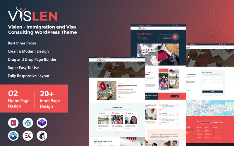 Vislen – Тема WordPress з імміграційного та візового консультування