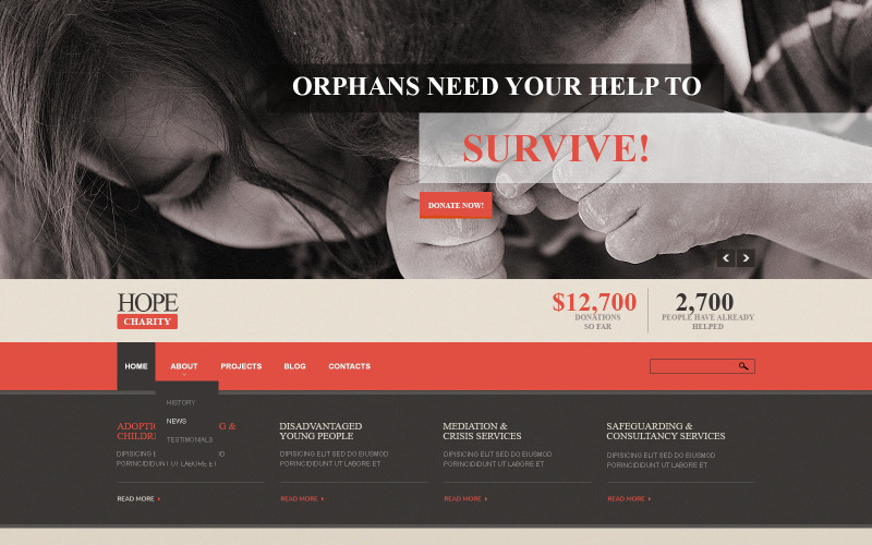Charitativní responzivní šablona Joomla