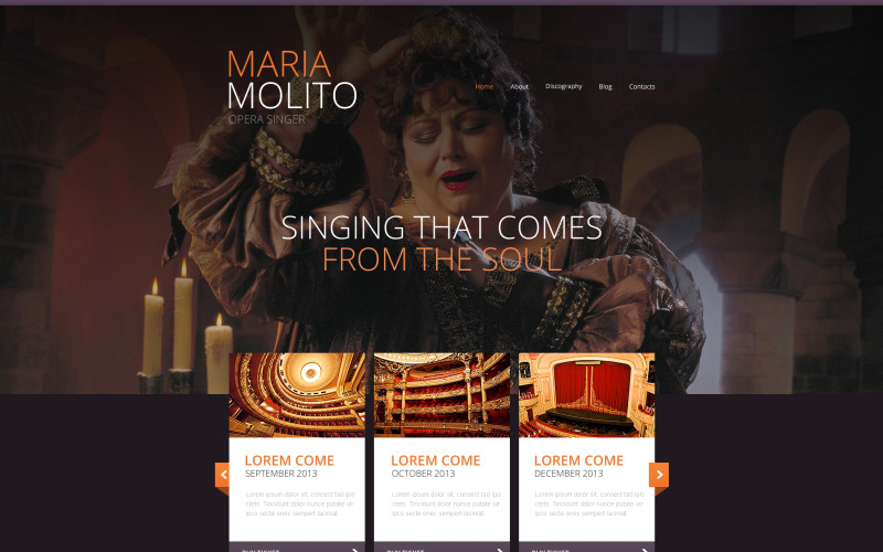 Elegante modello di sito Web per cantante lirico