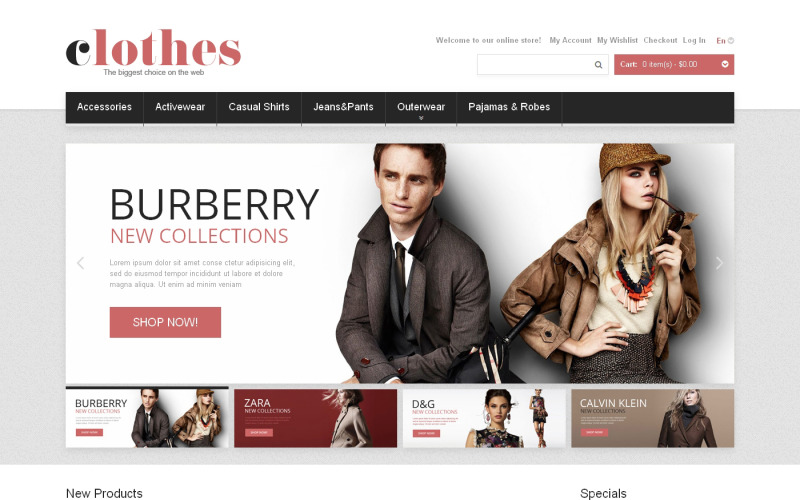 Kleidung für jedes Wetter Magento Theme