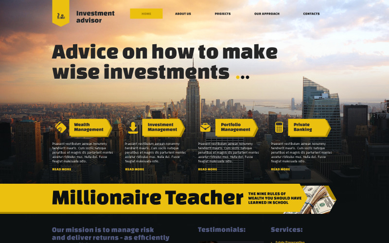 Modèle de site Web réactif de société d'investissement