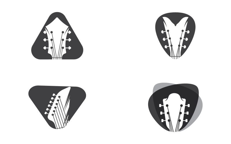 Gitarrhuvud, allmänt gitarrhuvud, musikinstrument, abstrakt musiksymbol v.3